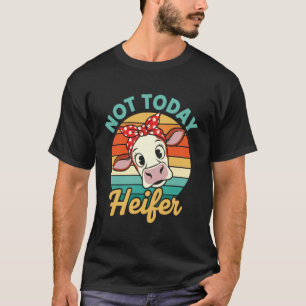 Grappige Koe Niet Vandaag Vaars Retro Vintage Ontw T-shirt