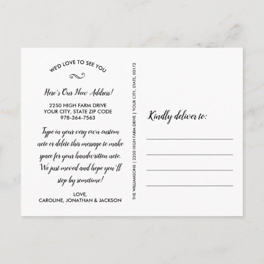 Grappige Koe, nieuw huis, aangepaste adres, we zij Briefkaart (Achterkant)