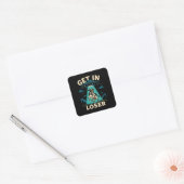 Grappige Koe ontvoering door ufo Vierkante Sticker (Envelop)