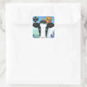 Grappige Koe Oranje Kat Creationarts Sticker (Tas)