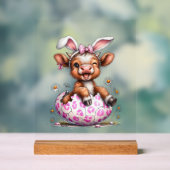 Grappige Koe Pasen Konijn Schattige Highland Koeie Acryl Bord (Neutraal)