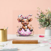 Grappige Koe Pasen Konijn Schattige Highland Koeie Acryl Bord (Huwelijk)