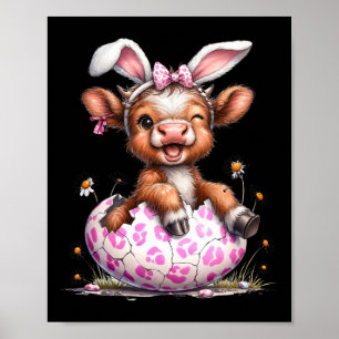 Grappige Koe Pasen Konijn Schattige Koeien Liefheb Poster