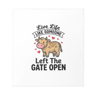 Grappige Koe Poort Open Vintage Gravure Shirt Ontw Notitieblok