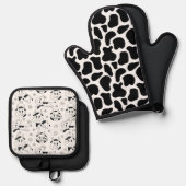 Grappige Koe Print en Gekke Bulls Ovenwant & Pannenlap Set (Voorkant / Achterkant)