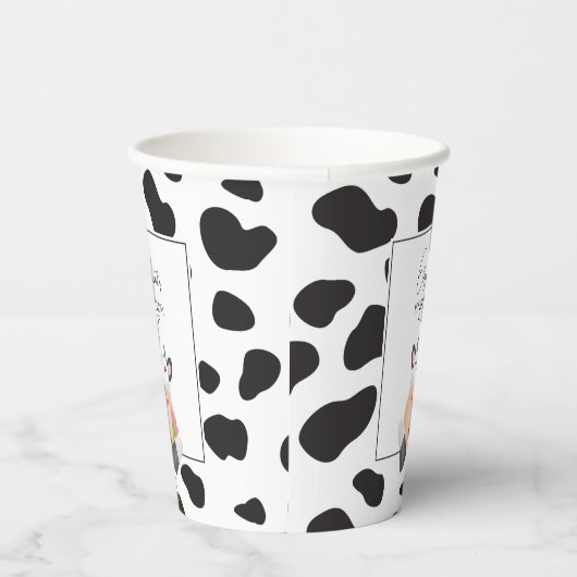 Grappige Koe Print Heilige Koe eerste verjaardagsf Papieren Bekers (Rechts)