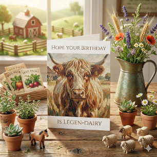 Grappige Koe Punt Verjaardag Kaart