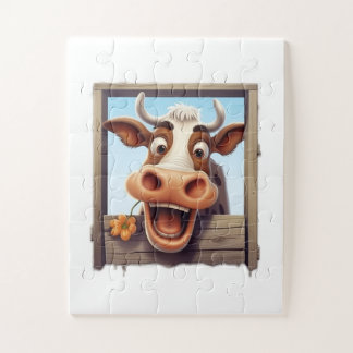 Grappige Koe puzzel voor kinderen