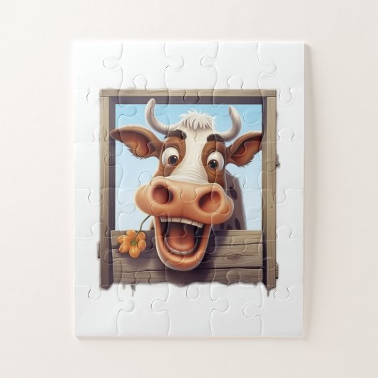 Grappige Koe puzzel voor kinderen (Verticaal)