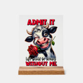 Grappige koe saai leven woord kunst acryl bord (Voorkant)