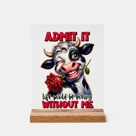 Grappige koe saai leven woord kunst acryl bord (Voorkant)