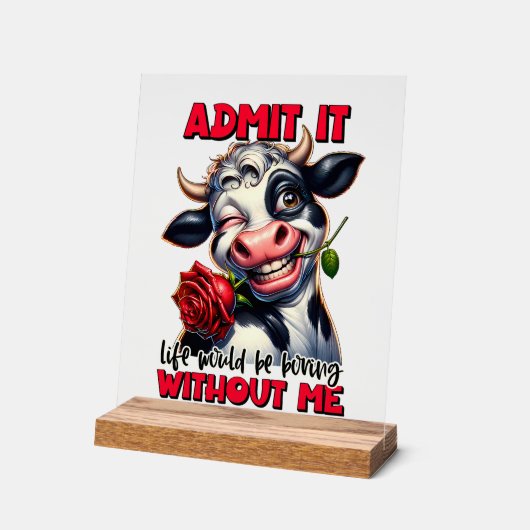 Grappige koe saai leven woord kunst acryl bord (Hoek)