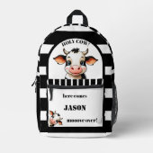 Grappige Koe Schattige terug naar school Bedrukte Rugzak (Voorkant)