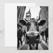 Grappige Koe Selfie op een Drukke Stadstraat Kaart (Voorkant / Achterkant)