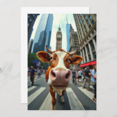 Grappige Koe Selfie op een drukke straat Kaart (Voorkant / Achterkant)