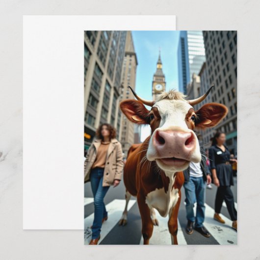 Grappige Koe Selfie op een drukke straat Kaart (Voorkant / Achterkant)