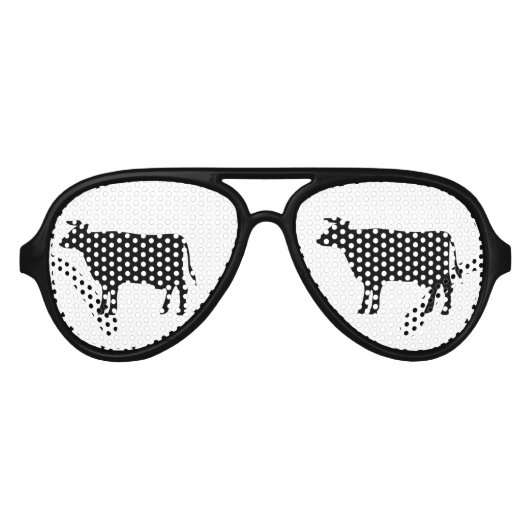 Grappige Koe Silhouet Boerderij Dieren Aviator Zonnebril (Voorkant)