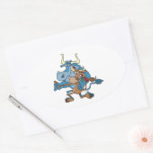 grappige koe stier tango cartoon ovale sticker (Envelop)