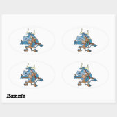 grappige koe stier tango cartoon ovale sticker (Vel)