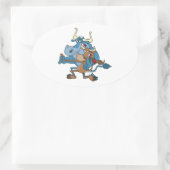 grappige koe stier tango cartoon ovale sticker (Tas)