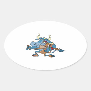 grappige koe stier tango cartoon ovale sticker