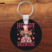 Grappige Koe Valentijn Schattig Westers Hart Singl Sleutelhanger (Voorkant)