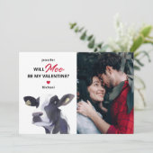 Grappige Koe Valentijnsdag Feestdagenkaart (Staand voorkant)