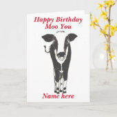 Grappige Koe Verjaardag Kaart, naam toevoegen, elk Kaart (Gele Bloem)