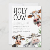 Grappige Koe verjaardagsfeestje uitnodiging (Voorkant)