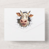 Grappige koe verrassingsfeestboeren boerderijdiere all in one uitnodiging (Achterkant)