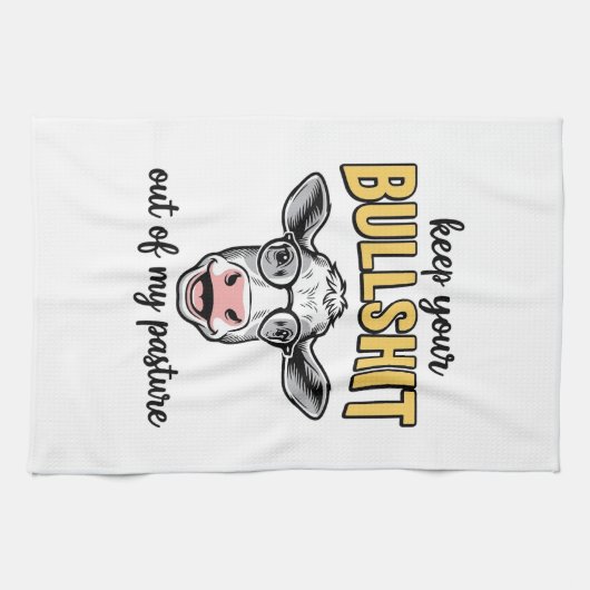 Grappige Koe Weide Vintage Shirt Ontwerp_1 Theedoek (Horizontaal)