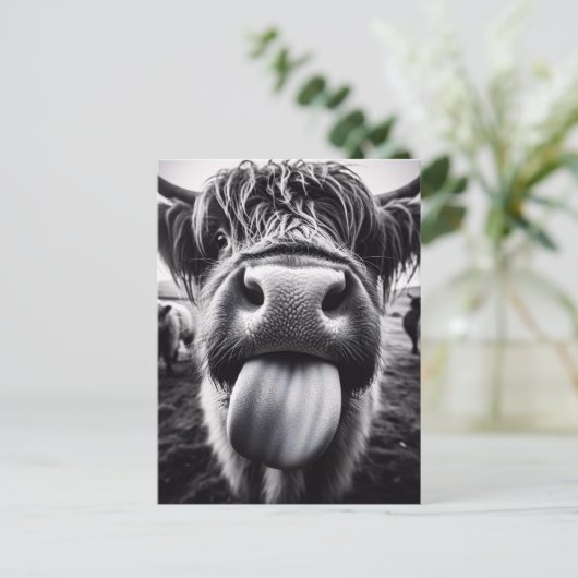 Grappige Koe Zwart-wit Briefkaart (Staand voorkant)