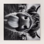 Grappige Koe Zwart-wit Legpuzzel (Horizontaal)