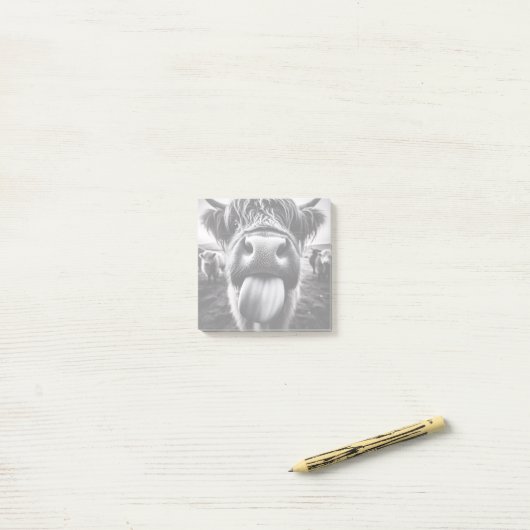 Grappige Koe Zwart-wit Post-it® Notes (Op bureau)