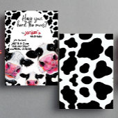 Grappige koe zwart-wit Verjaardagsuitnodiging Kaart