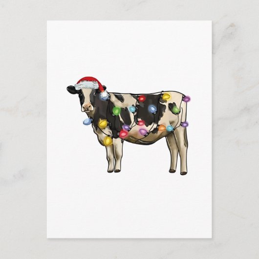 Grappige Koeboer Veeteelt Kerstliefhebbers Aankondigingskaart (Voorkant)