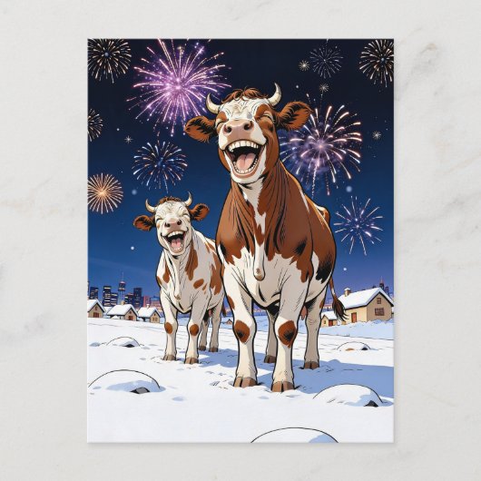 grappige koeien briefkaart (Voorkant)
