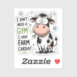 Grappige Koeienboerderij Cardio Koffiemok Sticker