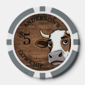 Grappige Koeienstront Aangepaste Dollar Waarde ID1 Poker Chips (Voorkant)