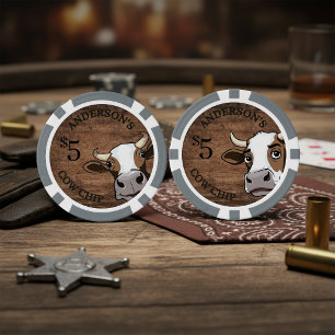 Grappige Koeienstront Aangepaste Dollar Waarde ID1 Poker Chips