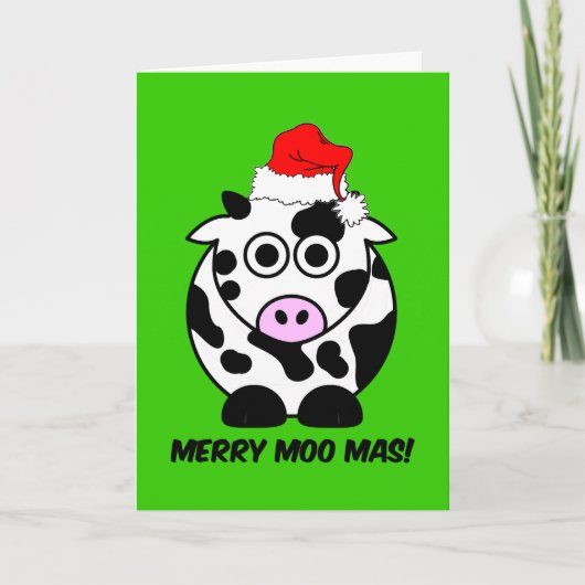 Grappige koeKerstmis Feestdagen Kaart (Voorkant)