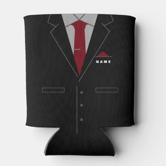 Grappige Koelbox Business Suit aangepaste naam tek Blikjeskoeler (Achterkant)