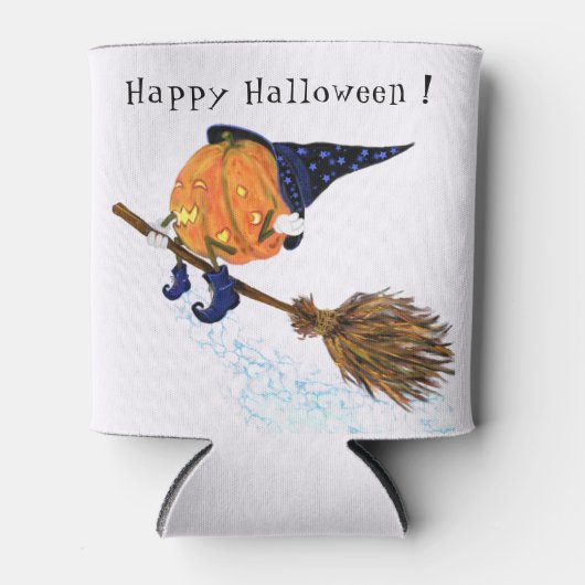 Grappige Koelbox Halloween Heksenpompoen Vliegen Blikjeskoeler (Voorkant)