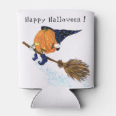 Grappige Koelbox Halloween Heksenpompoen Vliegen Blikjeskoeler (Achterkant)