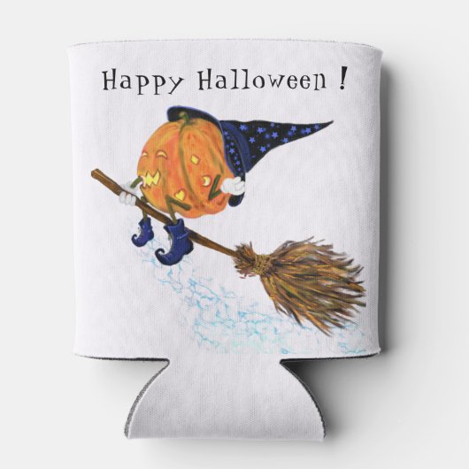 Grappige Koelbox Halloween Heksenpompoen Vliegen Blikjeskoeler (Achterkant)