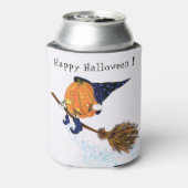 Grappige Koelbox Halloween Heksenpompoen Vliegen Blikjeskoeler (Blikje Achterkant)