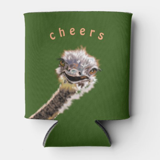 Grappige Koelbox met Happy Ostrich - Aangepaste te Blikjeskoeler (Voorkant)
