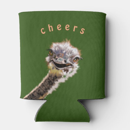 Grappige Koelbox met Happy Ostrich - Aangepaste te Blikjeskoeler (Achterkant)