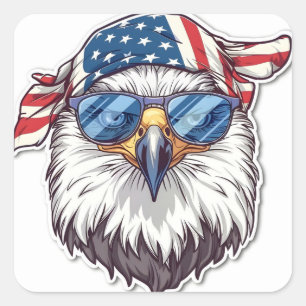 Grappige, koele Amerikaanse adelaar Square Sticker
