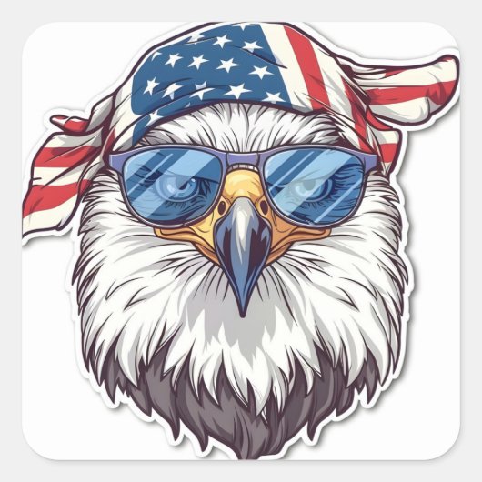 Grappige, koele Amerikaanse adelaar Square Sticker (Voorkant)